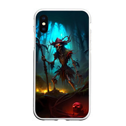 Чехол iPhone XS Max матовый Скелет в мрачном лесу, цвет: 3D-белый