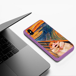 Чехол iPhone XS Max матовый Крик хомяка, цвет: 3D-фиолетовый — фото 2