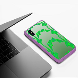 Чехол iPhone XS Max матовый Растительный паттерн, цвет: 3D-фиолетовый — фото 2