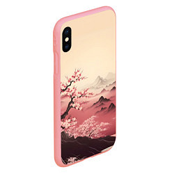 Чехол iPhone XS Max матовый Сакура в горах, цвет: 3D-баблгам — фото 2