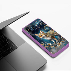 Чехол iPhone XS Max матовый Абстрактный лисенок с золотистой шёрсткой, цвет: 3D-фиолетовый — фото 2