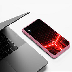Чехол iPhone XS Max матовый Неоновые плиты - красные, цвет: 3D-малиновый — фото 2