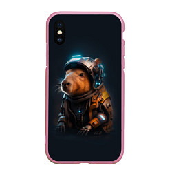 Чехол iPhone XS Max матовый Cool capybara - cyberpunk - neural network