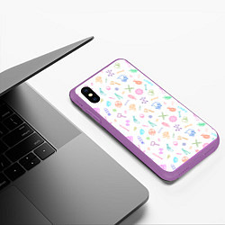 Чехол iPhone XS Max матовый Оружие - цветной на белом, цвет: 3D-фиолетовый — фото 2