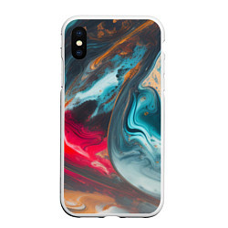 Чехол iPhone XS Max матовый Палитра масло, цвет: 3D-белый