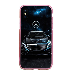 Чехол iPhone XS Max матовый Mercedes Benz space background