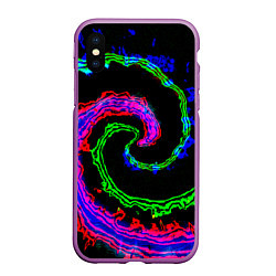 Чехол iPhone XS Max матовый Тай-дай электро