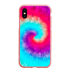 Чехол iPhone XS Max матовый Тай-дай малиновый закат, цвет: 3D-баблгам