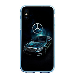 Чехол iPhone XS Max матовый Mercedes Benz dark style, цвет: 3D-голубой