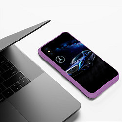 Чехол iPhone XS Max матовый Синий мерседес, цвет: 3D-фиолетовый — фото 2