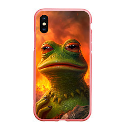 Чехол iPhone XS Max матовый Пепе в огне