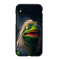 Чехол iPhone XS Max матовый Пепе в парике