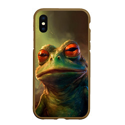 Чехол iPhone XS Max матовый Лягушка Пепе натуральная