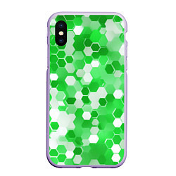 Чехол iPhone XS Max матовый Кибер Hexagon Зелёный