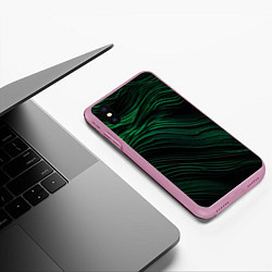 Чехол iPhone XS Max матовый Dark green texture, цвет: 3D-розовый — фото 2