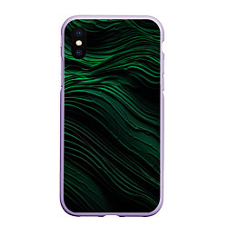 Чехол iPhone XS Max матовый Dark green texture, цвет: 3D-светло-сиреневый