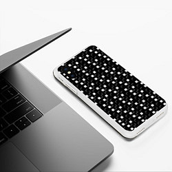 Чехол iPhone XS Max матовый Маленькие белые квадратики на чёрном, цвет: 3D-белый — фото 2