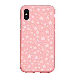 Чехол iPhone XS Max матовый Звёздочки бледно-розовый, цвет: 3D-баблгам