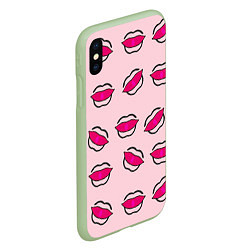 Чехол iPhone XS Max матовый Силуэт губы, цвет: 3D-салатовый — фото 2