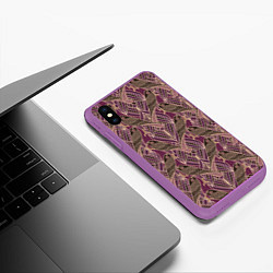 Чехол iPhone XS Max матовый Сокол в стиле модерн - паттерн, цвет: 3D-фиолетовый — фото 2