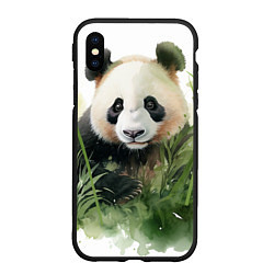 Чехол iPhone XS Max матовый Панда акварель