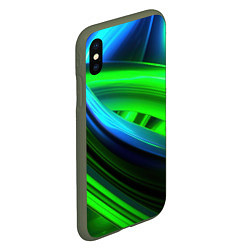 Чехол iPhone XS Max матовый Зеленые абстрактные элементы, цвет: 3D-темно-зеленый — фото 2