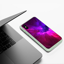 Чехол iPhone XS Max матовый Бескрайнее космическое пространство - галактика, цвет: 3D-салатовый — фото 2