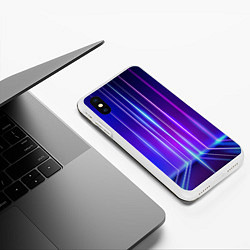 Чехол iPhone XS Max матовый Neon glow - vaporwave - strips, цвет: 3D-белый — фото 2