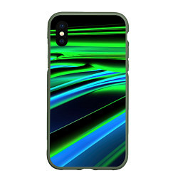 Чехол iPhone XS Max матовый Green black abstract