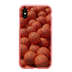 Чехол iPhone XS Max матовый Узор с баскетбольными мячами, цвет: 3D-баблгам