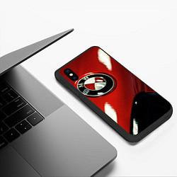 Чехол iPhone XS Max матовый Знак бмв на капоте, цвет: 3D-черный — фото 2