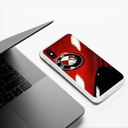 Чехол iPhone XS Max матовый Знак бмв на капоте, цвет: 3D-белый — фото 2