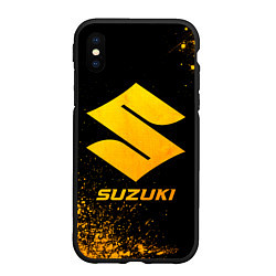 Чехол iPhone XS Max матовый Suzuki - gold gradient, цвет: 3D-черный
