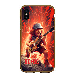 Чехол iPhone XS Max матовый ACDC fire rock, цвет: 3D-коричневый