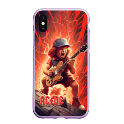 Чехол iPhone XS Max матовый ACDC fire rock