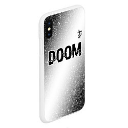Чехол iPhone XS Max матовый Doom glitch на светлом фоне: символ сверху, цвет: 3D-белый — фото 2