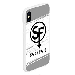 Чехол iPhone XS Max матовый Sally Face glitch на светлом фоне, цвет: 3D-белый — фото 2