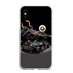 Чехол iPhone XS Max матовый Бэха в ночном неоновом городе, цвет: 3D-белый