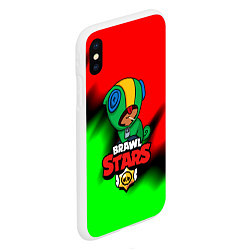 Чехол iPhone XS Max матовый Brawl stars leon green, цвет: 3D-белый — фото 2