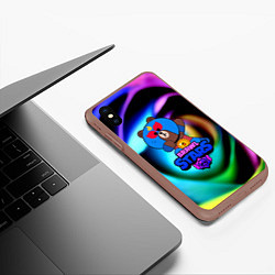 Чехол iPhone XS Max матовый Brawl stars neon teddy, цвет: 3D-коричневый — фото 2