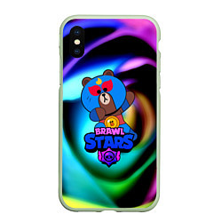 Чехол iPhone XS Max матовый Brawl stars neon teddy