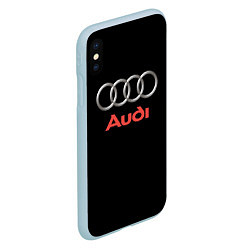 Чехол iPhone XS Max матовый Audi sport на чёрном, цвет: 3D-голубой — фото 2