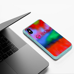 Чехол iPhone XS Max матовый Xbox game studio neon, цвет: 3D-мятный — фото 2