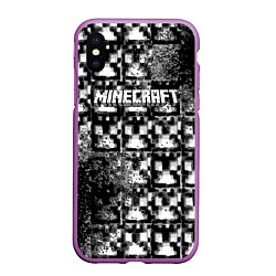 Чехол iPhone XS Max матовый Minecraft online game, цвет: 3D-фиолетовый