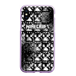 Чехол iPhone XS Max матовый Minecraft online game, цвет: 3D-сиреневый