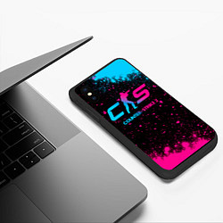 Чехол iPhone XS Max матовый Counter-Strike 2 - neon gradient, цвет: 3D-черный — фото 2