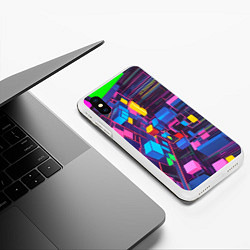 Чехол iPhone XS Max матовый Пространство с кубами, цвет: 3D-белый — фото 2