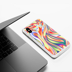 Чехол iPhone XS Max матовый Размытые краски абстракция, цвет: 3D-белый — фото 2