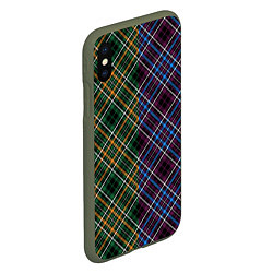 Чехол iPhone XS Max матовый Паттерн клетка ромбики, цвет: 3D-темно-зеленый — фото 2