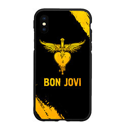 Чехол iPhone XS Max матовый Bon Jovi - gold gradient, цвет: 3D-черный